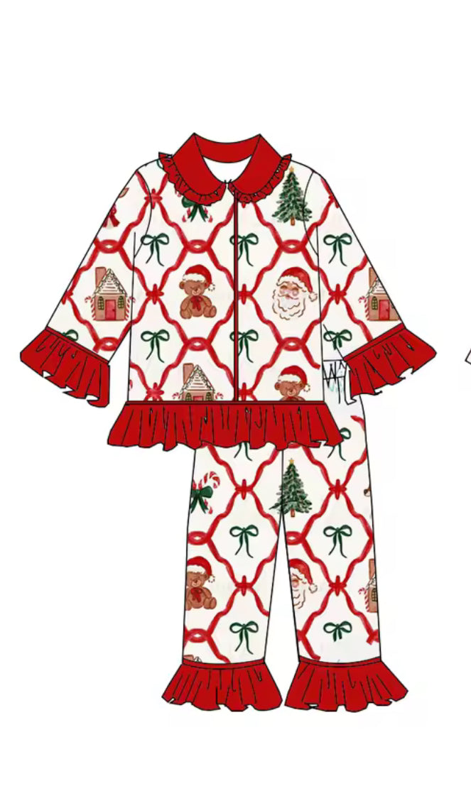 Teddy Bow Frilled Pyjamas