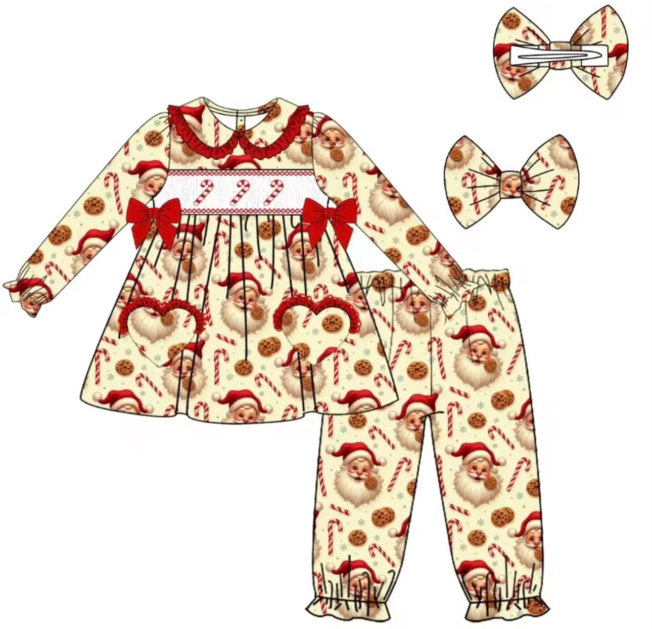 Santa Candy Cane Frilled Pyjamas