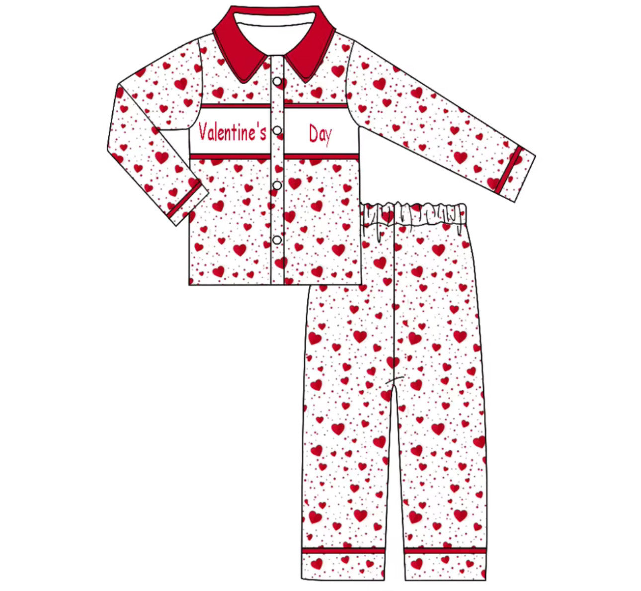 Classic Hearts Valentines Day Pyjamas