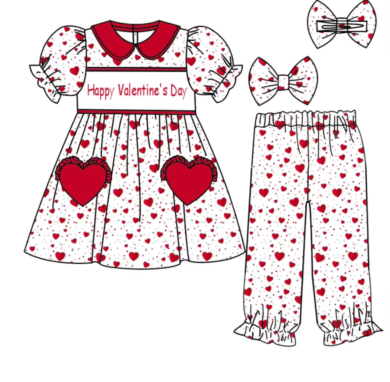 Frilly Hearts Valentines Day Pyjamas