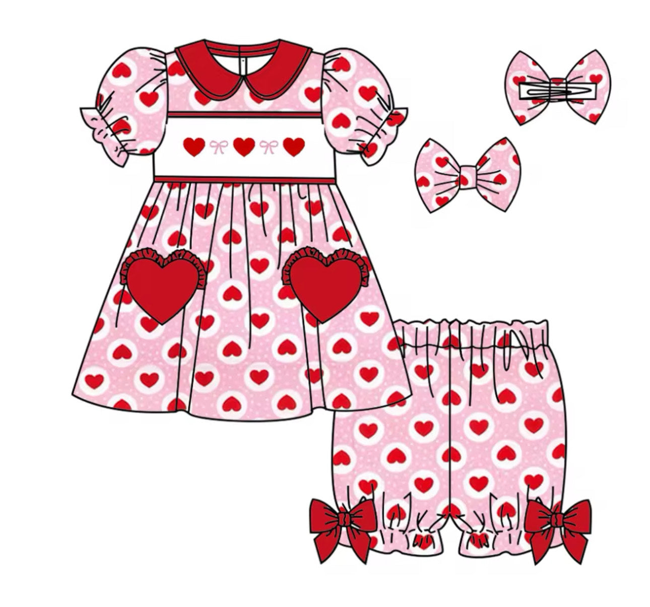 Frilly Pink&Red Heart Pyjamas