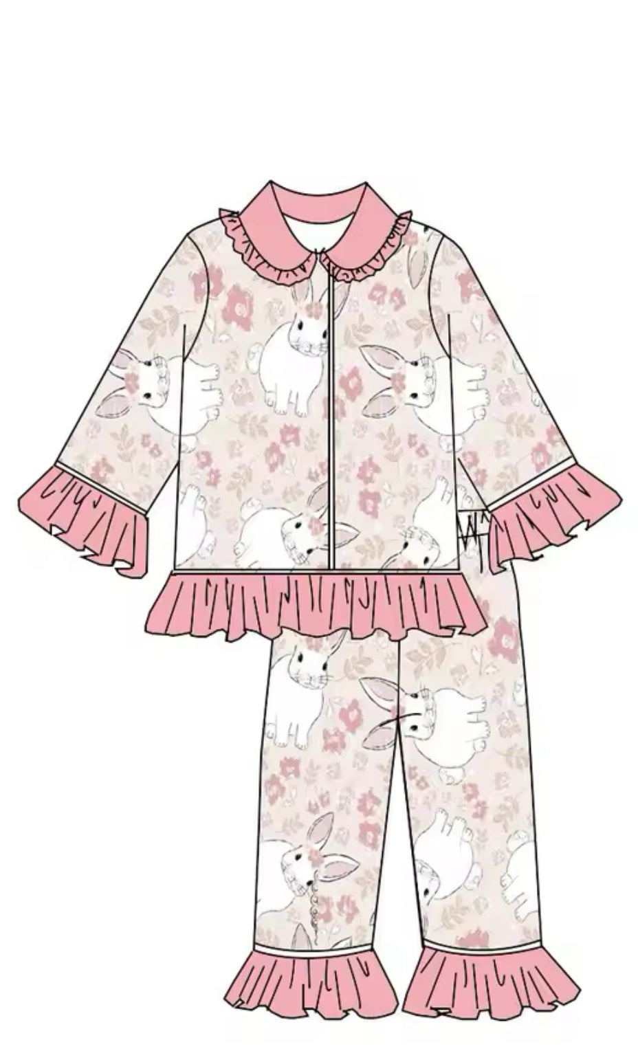 Flower Bunny Smocked Easter Pyjamas