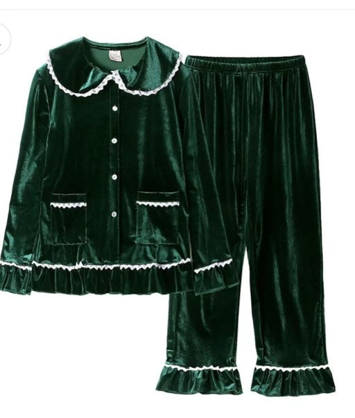 Adults Frilly Cotton Velour Pyjamas