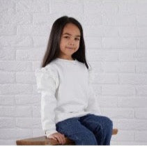 White Frilly Sweatshirts