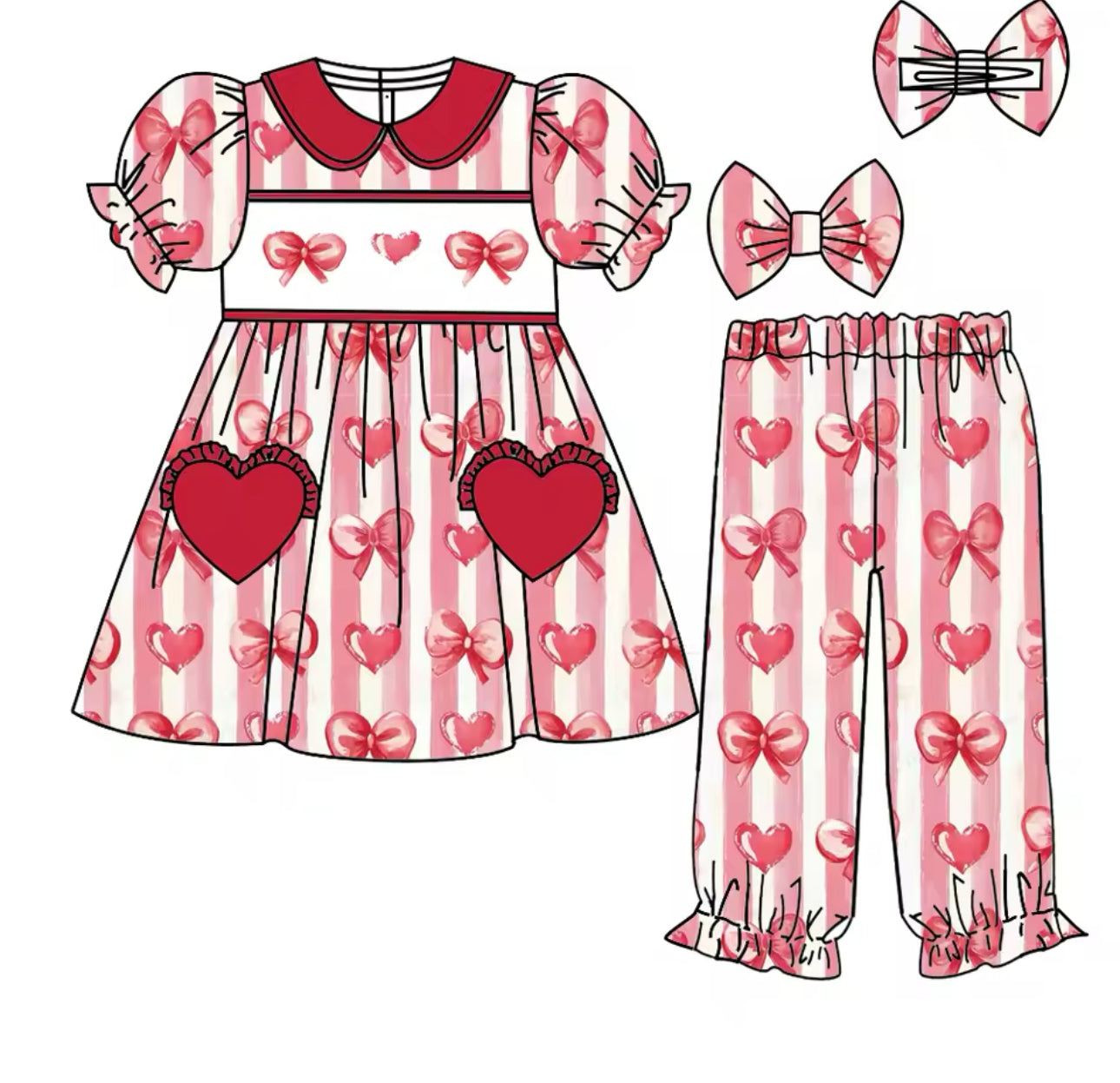 Frilly Red Bow Pyjamas