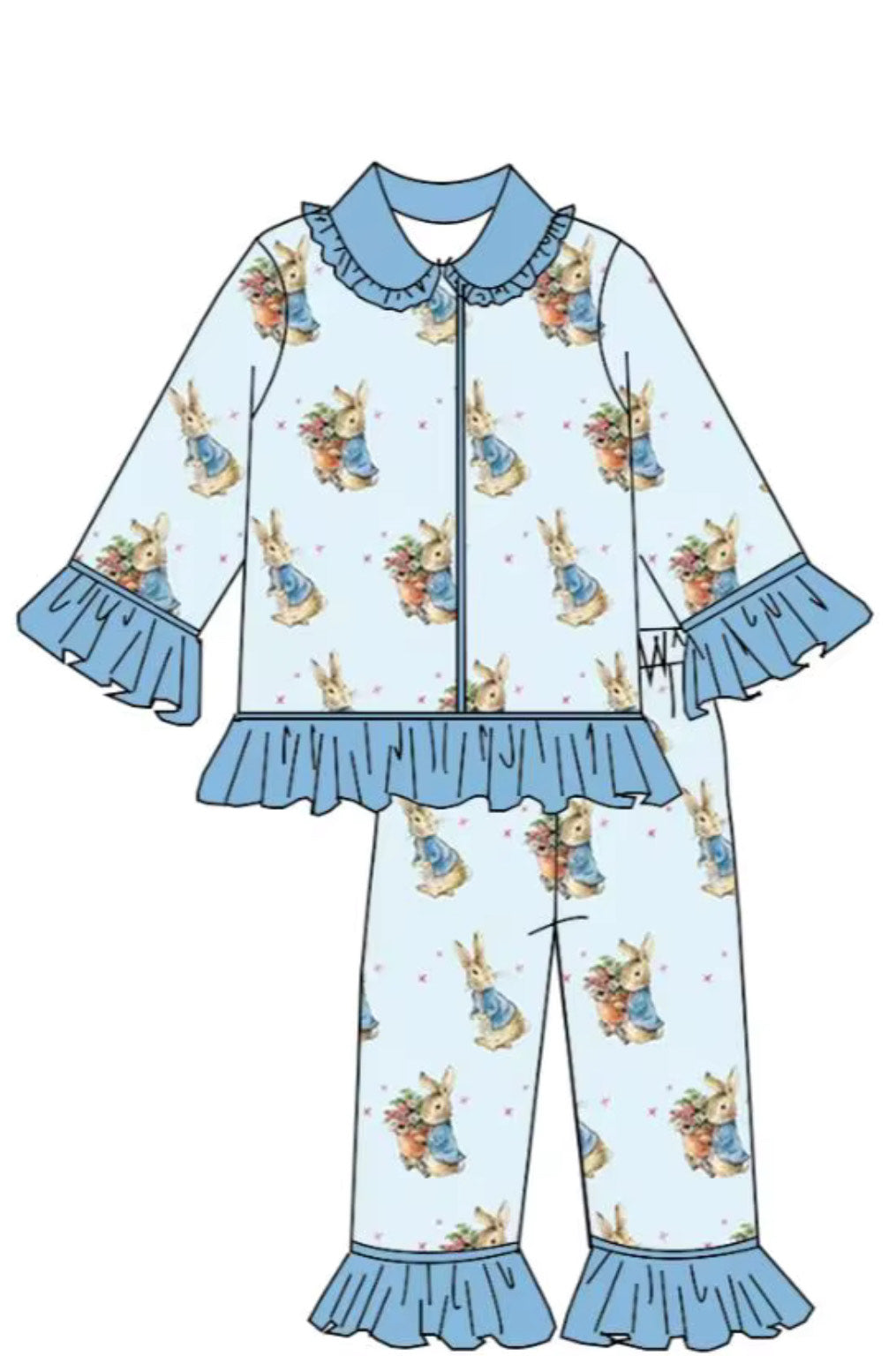Blue Bunny Smocked Easter Pyjamas