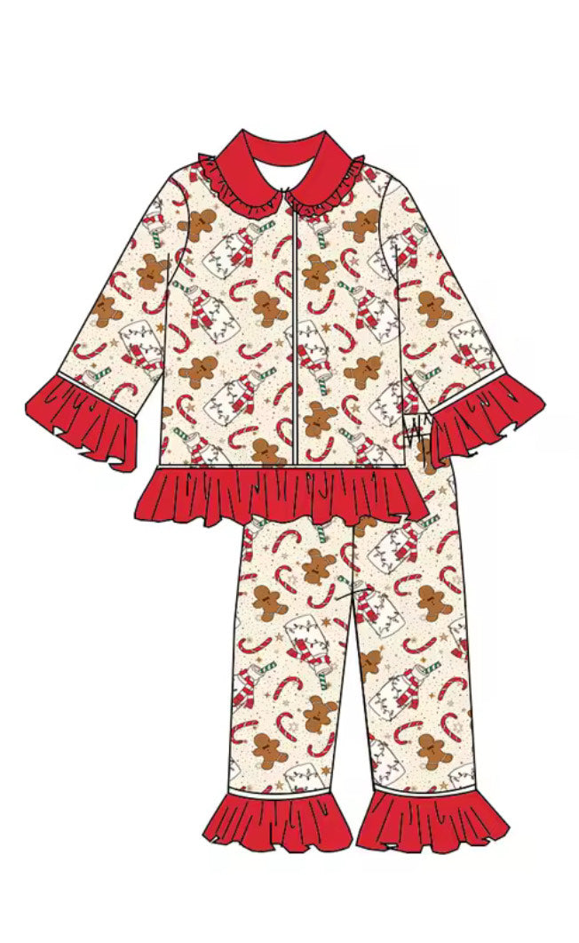 Candy Cane x Gingerbread  Smocked Pyjmas