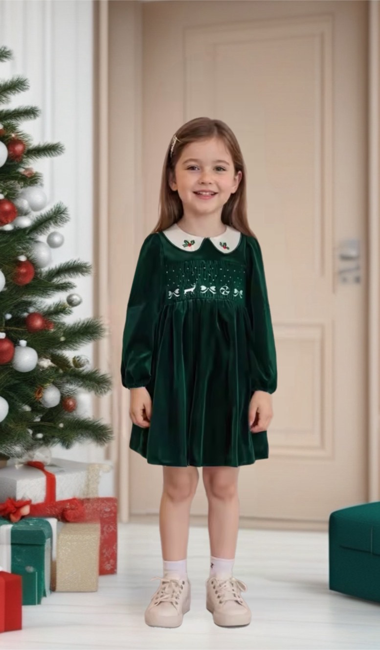 Velour Christmas Bow Dress