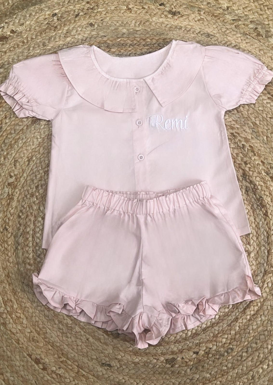 Linen T-Shirt & Shorts Set - Dusty Pink