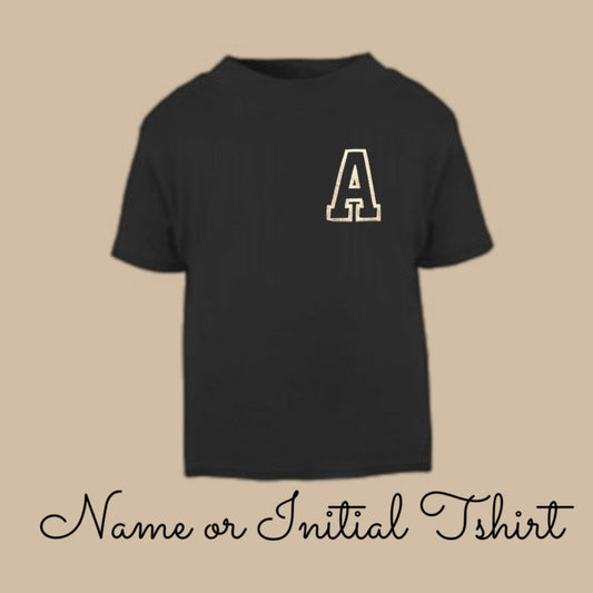 Name or Initial Cotton T-shirt - Black