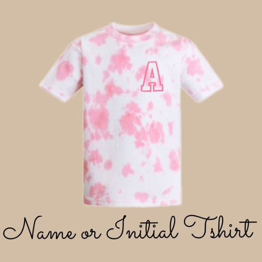Name or Initial Cotton T-shirt - Pink Tye Die