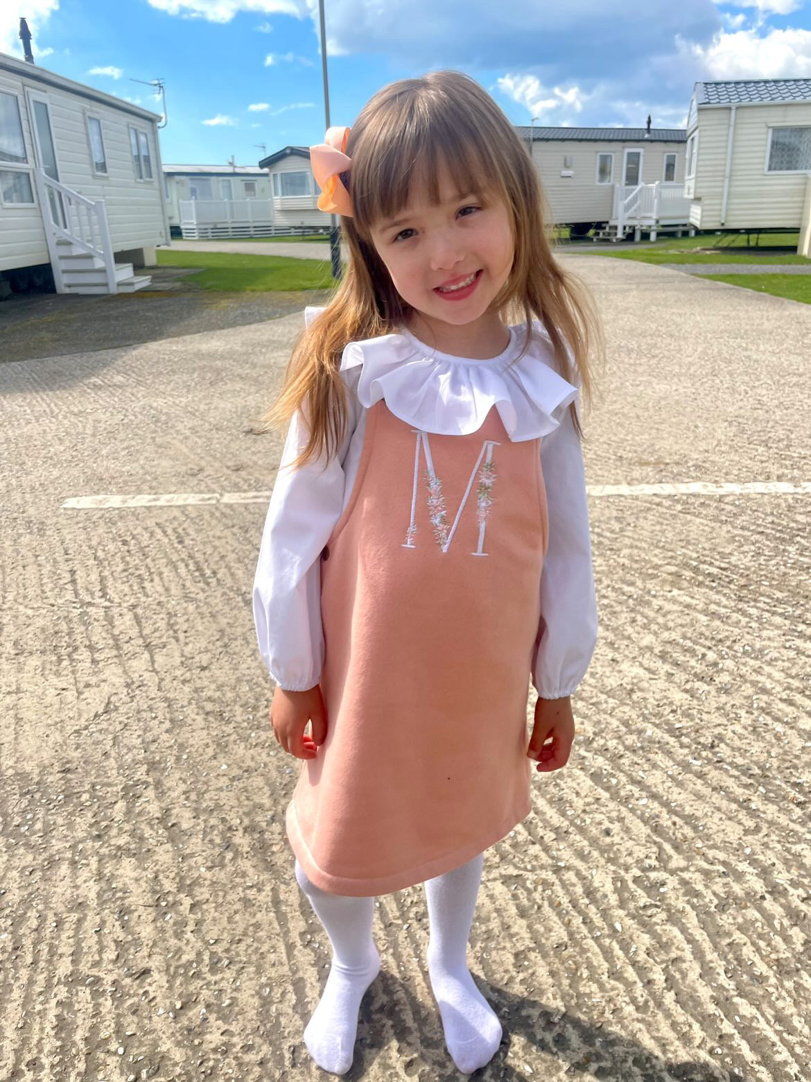 Floral Initial  Dungaree Dress