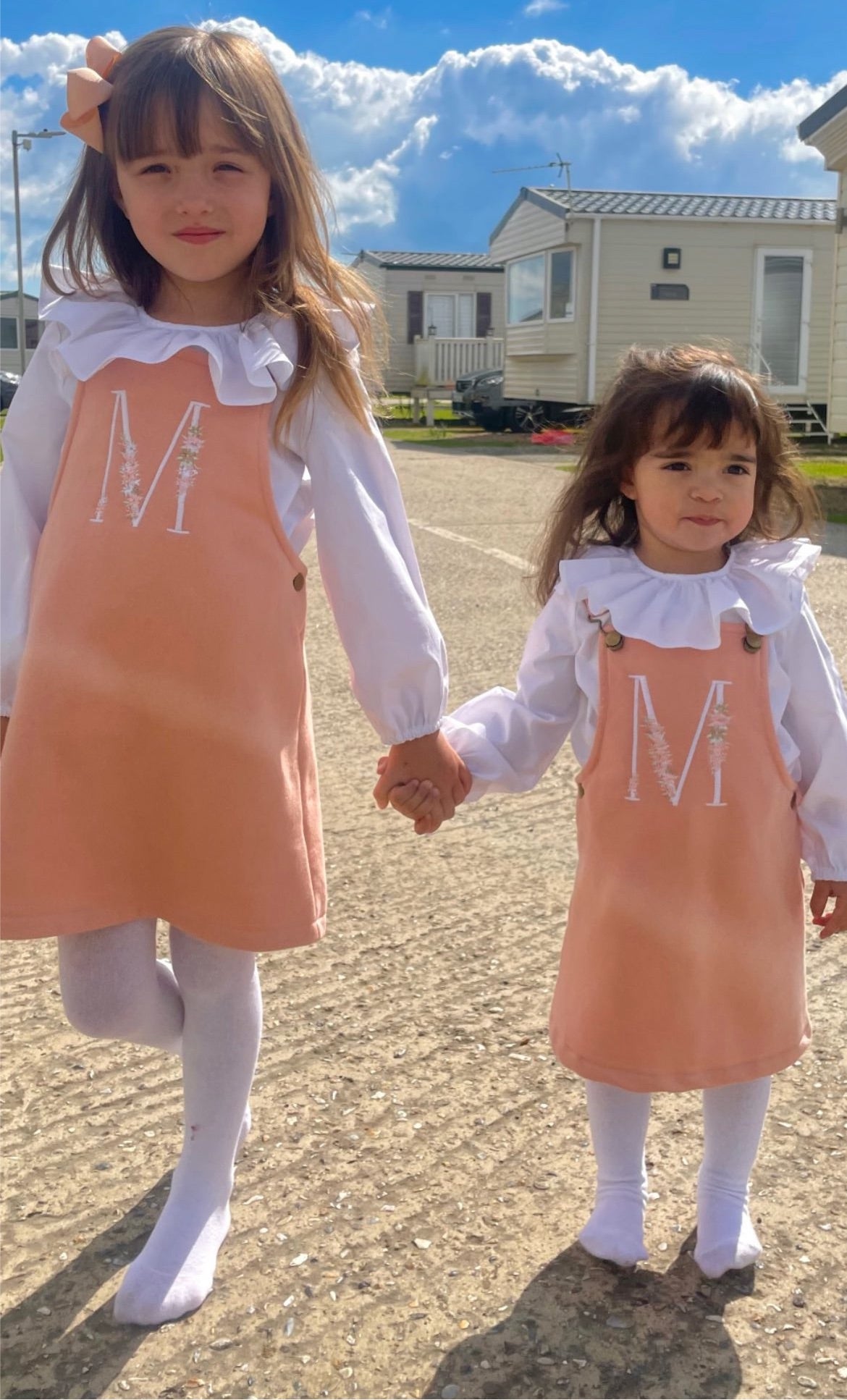 Floral Initial  Dungaree Dress